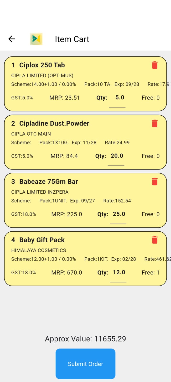 Review Cart & Submit Order